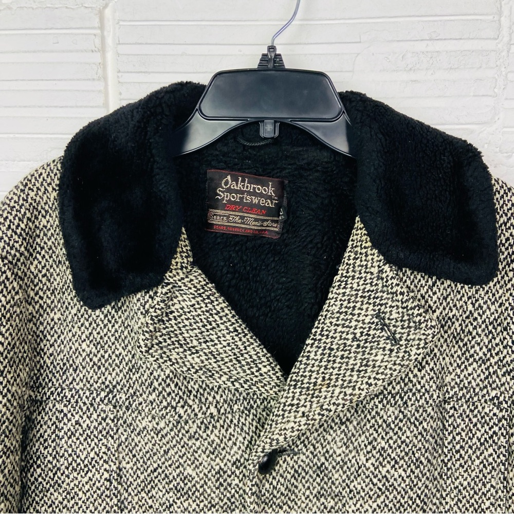 vintage 60S 70S wool Oakbrook Sportswear herringbone tweed car coat size 40 - Picture 4 of 15